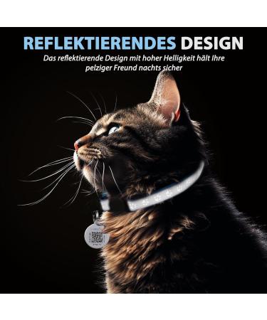 Reflective Cat Collar with Bell & Safety Buckle - Adjustable Waterproof Kitten Collar for Boys & Girls (Blue) - Includes QR Code - Buy Online on GoSupps.com