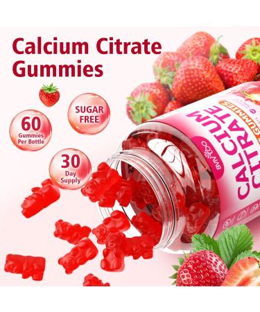 2 Packs High Absorption Calcium Citrate Gummies 1200mg - Bone & Teeth Support for Adults & Kids Vegan Sugar-Free Gummies Strawberry Flavor 120 Count 2pack - Buy Online on GoSupps.com