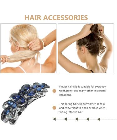 FRCOLOR Flower Crystal Rhinestones Hair Barrettes French Jewelry Hair Clip Luxury Glitter Sparkly Jeweled Hair Clips Fashion Spring Clip for Women Girls Hair Styling Accessories Dark Blue - Buy Online on GoSupps.com