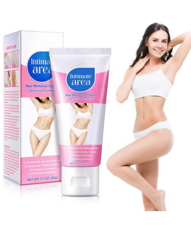 Private Hair Removal Cream for Women and Men Intimate Hair Remover Effective and Painless Depilatory Cream for Private Areas  Pubic  Bikini  Body  Legs and Underarms  Suitable for All Skin Types - 60g