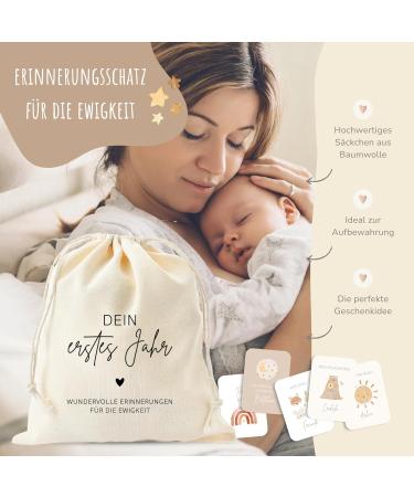 Meinbaby123 Milestone Cards | Baby's First Year Photo Set | 50 Cards & Cotton Bags | Perfect Birth Gift - Beige Boho Design - Buy Online on GoSupps.com