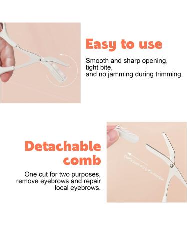 Stainless Steel Eyebrow Scissors Set with Comb - Curved Trimmer Tool for Men, Women, and Girls - 3Pcs in White - Buy Online on GoSupps.com