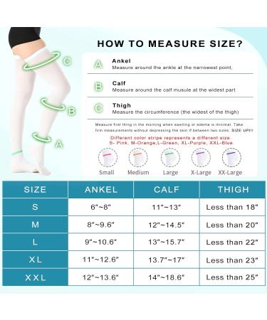 T.E.D. Anti-Embolism Compression Stockings - 15-20 mmHg Thigh High Support Socks for Men & Women - Post Surgery Relief for Swelling Varicose Veins Edema DVT - X-Large White - Buy Online on GoSupps.com