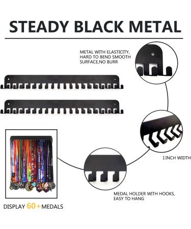 Goutoports Medal Holder Display Hanger Rack Frame for Sport Race Runner -Race Medal Hanger Holder - Sturdy Black Steel Metal Over 60 Medals Easy to Install (2Pcs) - Buy Online on GoSupps.com