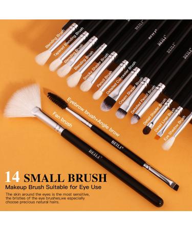 BEILI 20pcs Makeup Brush Set - Natural Goat Hair & Premium Synthetic Kabuki Brushes for Foundation, Powder, Contour, Eyeshadows, Eyebrows, and Eyeliner - Black - Buy Online on GoSupps.com