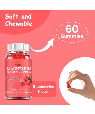 WISHSPARK Magnesium Glycinate Gummies 500mg - Sugar Free Chelated Magnesium Potassium Supplement with Vitamin D B6 CoQ10 for Relaxation Calm Mood & Sleep Support - 60 Raspberry Magnesium Gummies - Buy Online on GoSupps.com