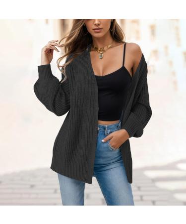 Gefomuofe Cardigans for Women Long Sleeve Cardigan for Women Pocket Jacket Cardigan Women's Blazer Cardigan Outerwear Elegant Shoulder Jacket Top Casual Top Black M - Buy Online on GoSupps.com