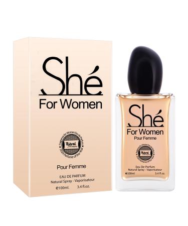 Hybrid & Company Women She Eau De Parfum Natural Spray Vaporisateur 3.4 Fl Oz SHE 3.4 Fl Oz (Pack of 1)