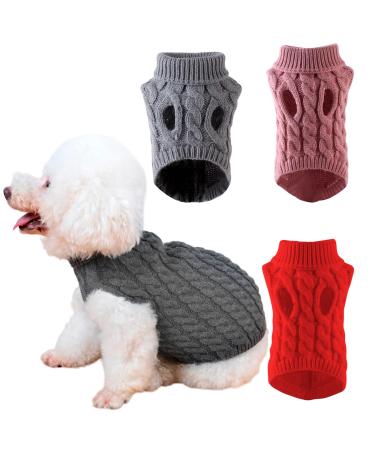 Nizirioo 3 pieces of dog sweater dog turtleneck knitting sweaters dogs sweater winter warm small dog turtleneck knitting sweaters winter warm dog cat sweater clothing pet coat (m)