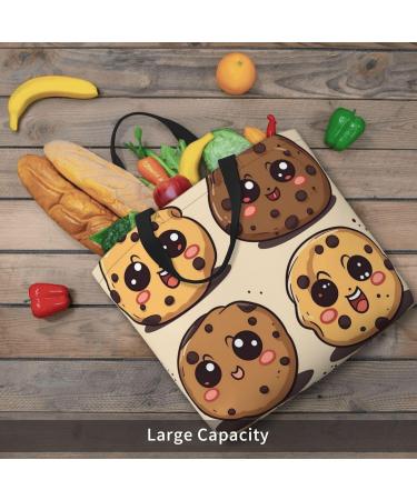 DEHIWI 3 Chocolate Chip Cookies With Different Expressions Tote Bag For Women Waterproof Casual Shoulder Bag With Zipper Grocery Handbags For Office Shopping Travel Black One Size - Buy Online on GoSupps.com