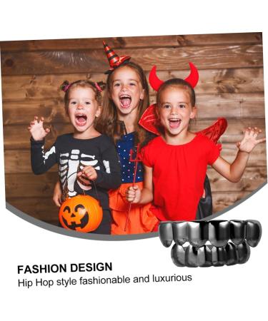 Halloween Tooth Replacement Costume Set - 2 Dental Prostheses Accessories for Adults | Removable Single Tooth Decoration for Cosplay & Punk Style | Black - 5x1cm (2pcs) - Buy Online on GoSupps.com