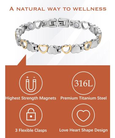 Jeracol Titanium Steel Magnetic Bracelet for Women - Adjustable Length with Sizing Tool | Ultra Strength Magnets | Ladies Magnetic Bracelet - Buy Online on GoSupps.com