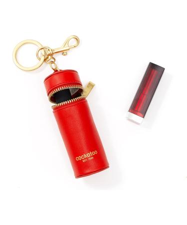 Cockatoo Nappa Leather Lipstick Case with Keychain Holder (True Red) - Buy Online on GoSupps.com