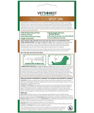 Vet's Best Flea and Tick Spot-on Drops - 4 Month Supply (Large) - Buy Online on GoSupps.com