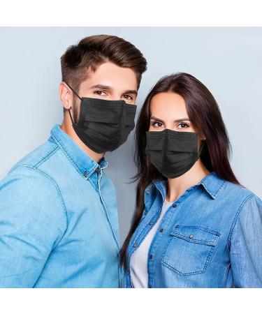 100 Pack Black Disposable Face Masks - 3 Ply Filter Protection | Healthcare & Safety - Buy Online on GoSupps.com