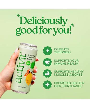 Acti-Vit Sparkling Flavoured Vitamin Water Cans - B Vitamins B5 B6 B9 B12, Vitamin C, D, Zinc, Magnesium, 0 Sugar - 12x 330ml Lemon Lime & Orange - Buy Online on GoSupps.com