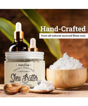 Naturise Organic Raw African Shea Butter - Pure Moisturizer for Skin & Hair, GMO-Free, 8 oz - Buy Online on GoSupps.com