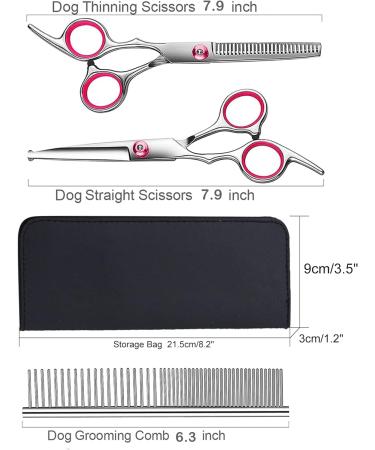 Kaket Pet Grooming Scissors Set - Stainless Steel Shears for Dogs, Thinning & Curved Scissors - Pink Grooming Kit for Professional Results - Buy Online on GoSupps.com
