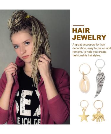 KALLORY 21 Pieces Dreadlock Jewelry Alloy Hair Braid Charms Hair Rings Shell Jewels Hair Decoration for Braiding Hair - Buy Online on GoSupps.com