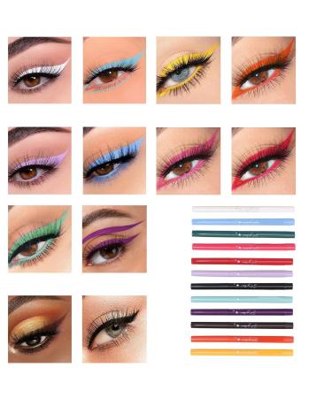 12 Colors Liquid Eyeliner Set - Matte Sweatproof Long-Lasting Neon Eyeshadow Pens for Vibrant Eye Makeup - Buy Online on GoSupps.com