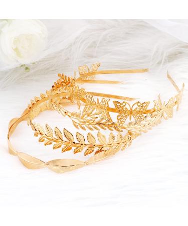 TOBATOBA Gold Headbands for Women - 4Pcs Metal Leaf & Butterfly Greek Headband Set for Halloween, Parties & Weddings - Buy Online on GoSupps.com