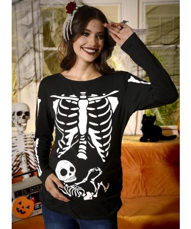 G and PL Halloween Maternity Top | Long Sleeve Funny Costume | S-XXL | Black Skeleton Design - Buy Online on GoSupps.com