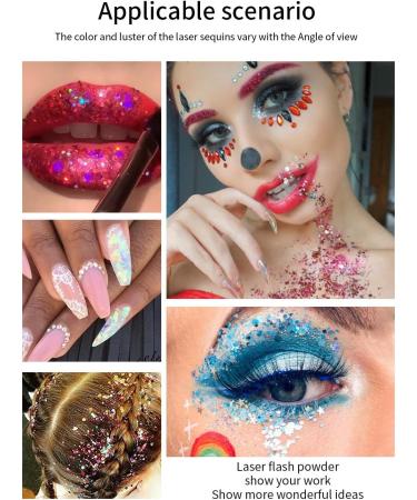 INTEROOKIE Colourful Makeup Mermaid Scale Gel Sequin Eyeshadow - Shimmering liquid eyeshadow with polarizing effect for face lips and body (03#) - Buy Online on GoSupps.com