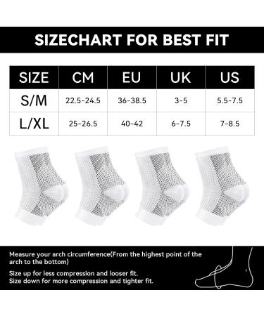 Plantar Fasciitis Compression Socks - 4 Pairs for Men and Women - Ankle Support for Sport and Arthritis Pain Relief - Size L-XL White - Buy Online on GoSupps.com
