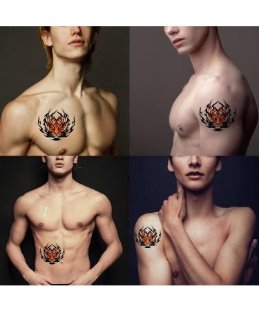 DopeTattoo Tiger in Flame Temporary Tattoos - Set of 6 Sheets for Men and Women - Neck, Arm, Chest - Buy Online on GoSupps.com