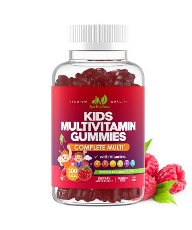 Kids Multivitamin Gummies with Vitamins A C D E K and B Complex  Complete Multivitamin with Immune Support for Children  Raspberry Flavor  Gluten-Free Non-GMO Vegan - 100 Gummies