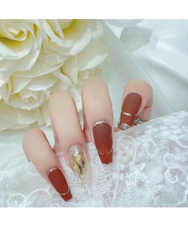 Bling Press on Nails Luxury Reusable Finish Fake Nails Handmade Nail Art with Design by Licensed Manicurist (XL A) (A L) A Large - Buy Online on GoSupps.com