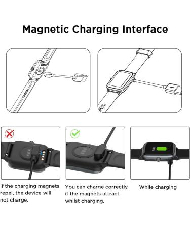 Compatible with Donerton Smartwatch Charger  Magnetic USB Charging Cable Replacement Charger for Donerton P22/Popglory Smartwatch/CanMixs  feifuns  kalinco P22 1.4'' smartwatch (Black) - Buy Online on GoSupps.com