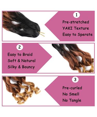 7 Pack Pre Stretched French Curly Braiding Hair 16 Inch for Black Women | Bouncy Loose Wavy Crochet Box Braids in 1B/30/27 - Buy Online on GoSupps.com