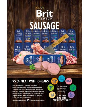 BRIT Premium by Nature Chicken & Lamb Sausage 800g - Buy Online on GoSupps.com