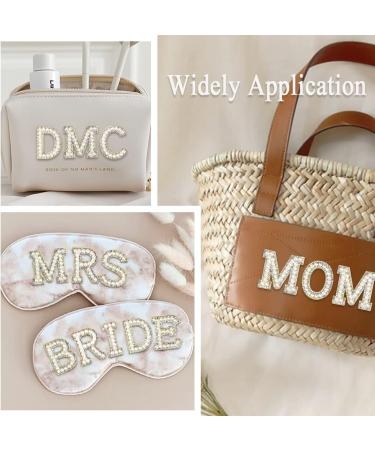 Sparkly Rhinestone & Pearl Iron-On Patch - M White | DIY Alphabet Applique for Clothing - Buy Online on GoSupps.com