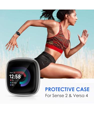 NANW 4-Pack Screen Protector Case for Fitbit Sense 2/Versa 4 | Soft TPU Bumper | Full Cover Protective Cases | Scratch-Proof | Black/Charcoal/Blue/Clear - Buy Online on GoSupps.com