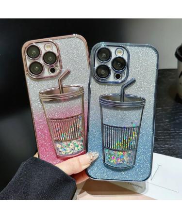 AQWAL Gradient Glitter Quicksand Milk Tea For Iphone Case Three-Dimensional Milk Tea Cup Shape 3d Three-Dimensional Phone Case For Iphone 12 13 14 15promax (For iPhone13pro Gold-A) For iPhone13pro Gold-A - Buy Online on GoSupps.com