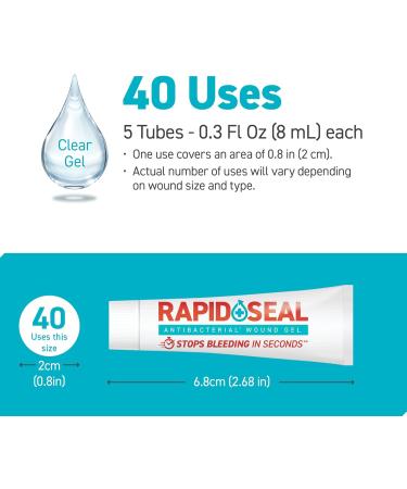 Wound Gel 0.3oz (5 Tubes) | Fast Bleeding Stop for Minor Cuts Scrapes & Razor Nicks - 5 Count - Buy Online on GoSupps.com