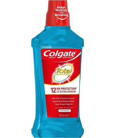 Colgate Total Advanced Pro-Shield Alcohol-Free Mouthwash, Antibacterial Peppermint Blast - 33.8oz - Buy Online on GoSupps.com