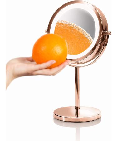 Rio Rose Gold LED Makeup Mirror Double Sided with 360 Swivel Design 1x & x5 Magnification - Buy Online on GoSupps.com