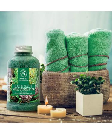 Pine Bath Salt with Natural Swiss Stone Pine Essential Oil - 21.16 Oz - Coniferous Salts for Relaxing Bath, Good Sleep, and Beauty - Aromatherapy Sea Salts for Body Care - Buy Online on GoSupps.com