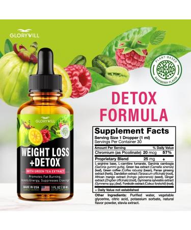 Natural Detox Weight Loss Drops Made in USA - Effective Appetite Suppressant & Metabolism Booster - 1 Fl Oz - Buy Online on GoSupps.com