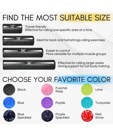 YES4All High-Density Foam Roller - 30/45/60/90 cm for Muscle Relief Yoga & Self-Massage - Purple Speckled - Buy Online on GoSupps.com