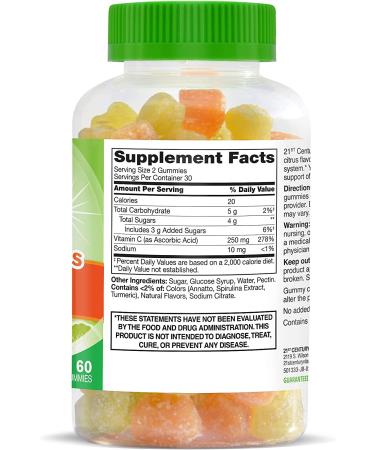 21st Century VitaJoy Daily C Gummies - 250mg Citrus Flavor, 60 Vegetarian Gummies - Buy Online on GoSupps.com