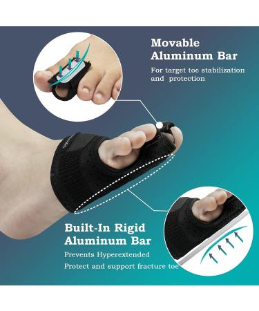 Boydri Toe Rigid Splint Stabilizers - Toe Straightener & Corrector Brace for Broken Toe - Adjustable Toe Support - L/XL Black - Buy Online on GoSupps.com