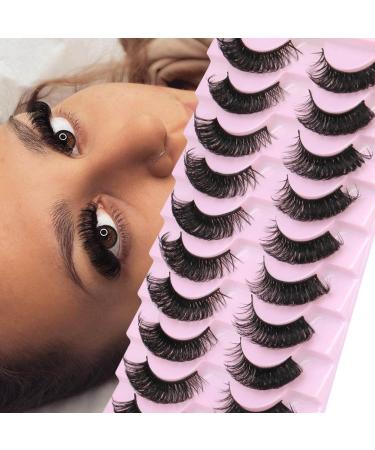 Mink Eyelashes Fluffy Dramatic Lashes Long Wispy Hybrid Cat Eye Lashes Pack Russian Strip Lashes Look Like Extension 18MM Natural False Eyelashes 10 Pairs by HeyAlice
