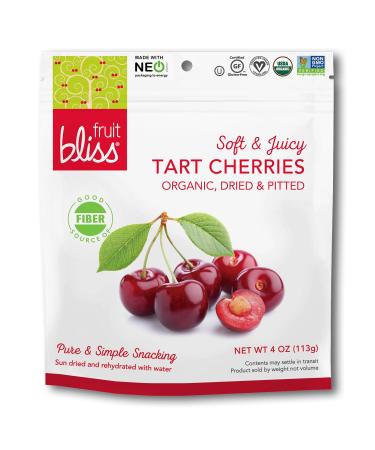 Organic Dried Cherries, Dried Fruit Snacks  Soft & Juicy Pitted Tart Cherry  Organic Fruit Snacks, Natural Dried Fruit Pouches, Non-GMO, Gluten-Free, Vegan Snacks (3 Pack - 4 Oz) 4 Ounce (Pack of 3)