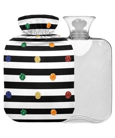 NAANLE striped hot water bottle with cover heat and cold therapy transparent hot water bottle 1 l hot water bottle for bed hand feet warmer pain relief