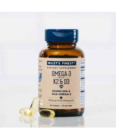 Wiley's Finest Wild Alaskan Fish Oil with Vitamin K2 - 60 Softgels | Omega-3 Supplement - Buy Online on GoSupps.com