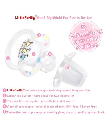 LittleForBig Large Shield Pacifier Generation II - Adult Size White Little Circus Carousel Pattern | Shop Now for International Shipping - Buy Online on GoSupps.com